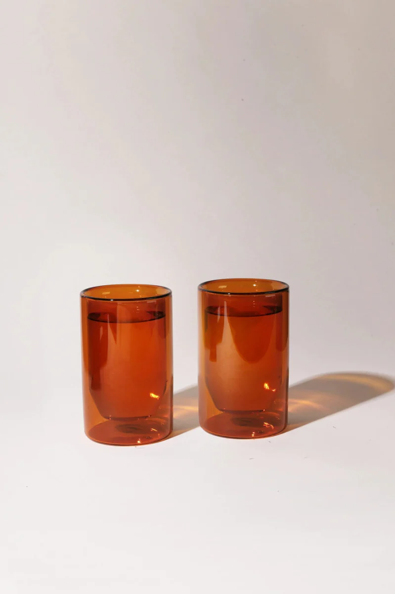 Double Walled Glass Set - Amber - Image 2